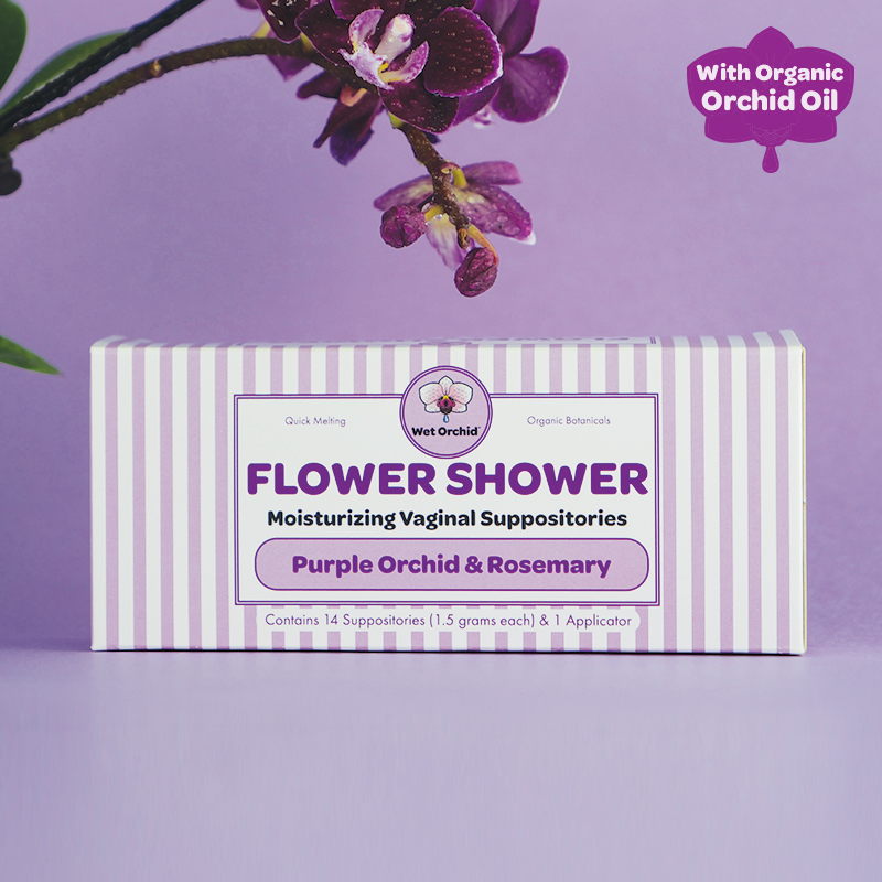 Flower Shower Hyaluronic Moisturizing Vaginal Suppositories – Purple Orchid & Rosemary